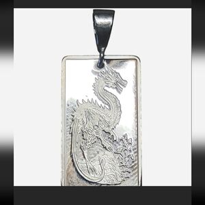 Vintage 925 Sterling Silver Dragon Pendant - 28x11mm